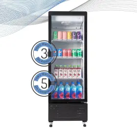 Prns757dx Premium Levella 7.1 Cu. Ft. Single Glass Door Upright Display Refrigerator-black Resid-commerc