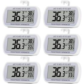 Riy R-q6-g-wdj20 6 Pack Digital Refrigerator Thermometer Fridge Freezer Room White