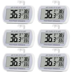 R-q6-g-wdj20 Riy 6 Pack Digital Refrigerator Thermometer Fridge Freezer Room White