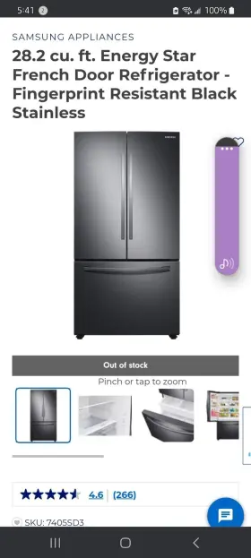Rf28t5001sg Samsung 28.2 Cu. Ft. French Door Refrigerator - Black Stainless