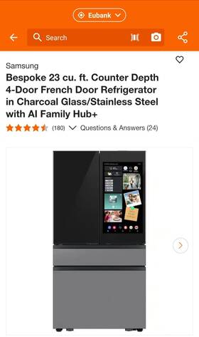 Samsung Rf9of23aecraa - Refrigerator With Ai Family Hub Charcoal Glass And Stainless Steel