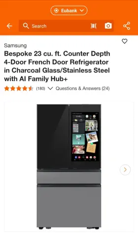 Rf9of23aecraa Samsung - Refrigerator With Ai Family Hub Charcoal Glass And Stainless Steel