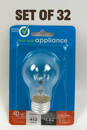 Simply Done 011225201837 Clear Appliance Light Bulb 40w 120v A15 E26 Base Set Of 32