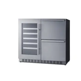 Adrwc36 Summit 36 Inch Wide Combination Wine Cellar And 2-drawer Refrigerator Ada Compliant