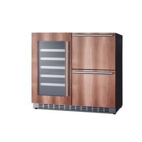Summit Adrwc36pnr 36 Inch Wide Combination Wine Cellar And 2-drawer Refrigerator Ada Compliant Pan