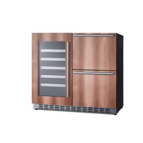Adrwc36pnr Summit 36 Inch Wide Combination Wine Cellar And 2-drawer Refrigerator Ada Compliant Pan