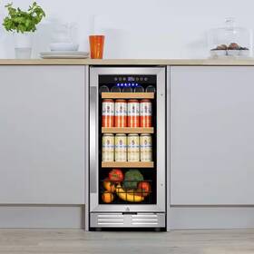 Tittla 445036464465 15 Inch 165-can Built-in Beverage Refrigerator In Silver Reversible Door Single Z