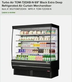72dxb-n Turbo Air Extra Deep Refrigerator Merchandiser