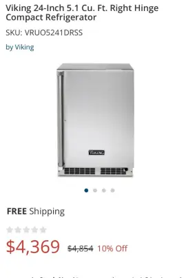 Vru0524-ss41a Viking Mini Fridge Vru0524