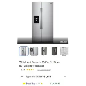 Wrs325fdam04 Whirlpool Refrigerator Model Side By 25 Cub/ft Used 2 Years