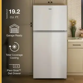 Wrtx5419sw Whirlpool 19.3-cu Ft Standard-depth 30-in Wide Top-freezer Refrigerat