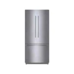 Bosch B36BT935NS 19.4 Cu. Ft. French Door Built-in Smart Refrigerator Open. Price: $5350.00.