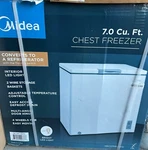 Midea Convertible Chest Freezer With Interior Led Light, 7.0 Cu Ft, White New. Price: $179.99.