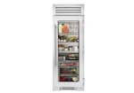 True Residential 30" Built-in Glass Over Steel Refrigerator Column TR30REFRSGA Open. Price: $9450.00.