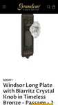 800491 Grandeur Windsor Plate With Biarritz Crystal Knob Timeless Bronze 2.3 New. Price: $300.00.