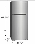 Frigidaire FFHT1822UV 28"W 17.6 Cu. Ft. Energy Star Silver Refrigerator New. Price: $497.00.