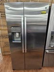 Profile PZS22MYKFS 36" Stainless Cd Side By Refrigerator #160582 Open. Price: $1849.00.