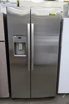 GSS25IYNFS 36" Stainless 25.1 Cu. Ft. Side By Refrigerator Nob #160856 Open. Price: $1199.00.