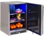 Lynx Professional Grill Series LM24REFR 24" Compact Stainless Steel Refrigerator Open. Price: $2199.00.
