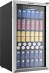 Euhomy Beverage Refrigerator Cooler, 130 Can Mini Fridge With Glass Door, Silver New. Price: $299.99.