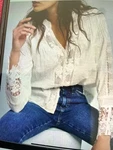 Anthropologie New Eri + Ali Elmira Lace Button Down Blouse Medium White Top. Price: $115.00.