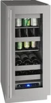 U-line 15" Stainless Steel Undercounter Beverage Center UHBV515SG01A Open. Price: $3600.00.
