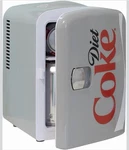 Koolatron Diet Coke DC04 Mini Fridge 6 Can Tabletop Portable Gray Red White Open. Price: $35.00.