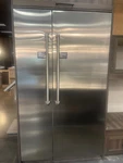 Viking Series 48" Refrigerator Freezer Column Set - VRI7300WRSS & VFI7180WLSS Open. Price: $13000.00.