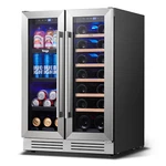 Yeego 24" Wine Cooler&beverage Refrigerator Dual Zone French-style Door Home/bar Open. Price: $355.99.