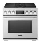 Signature Kitchen Suite 36" Stainless Freestanding Dual Fuel Range - SKSDR360SIS Open. Price: $6750.00.