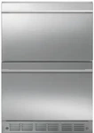 Monogram 24" Stainless Steel Built-in Double Drawer Refrigerator ZIDS240NSS Open. Price: $2250.00.
