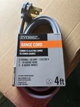 Everbilt 3-PRONG Range Cord 40 125/250V 4FT For Electric W/ Clamp New. Price: $17.74.