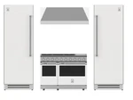 Hestan White 60" Refrigerator/freezer Column With 48" Gas Range And Hood Insert New. Price: $39999.00.