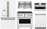 Cafe Matte White Kitchen With 36" French Door Refrigerator & Gas Range New. Price: $14759.00.