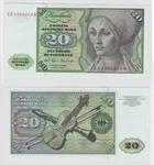 T148280 Banknote 20 Dm Deutsche Mark Ro. 271B 2. Jan. 1970 Ge 1894213. Price: $41.79.
