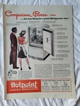 Vtg 1946 Orig Magazine Ad Hotpoint Refrigerator Comparison Proves Great Buy Used. Price: $10.00.