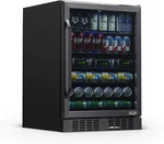 24" Black Stainless Steel Beverage Fridge - 177 Can Capacity, 37F Cooling New. Price: $1332.99.