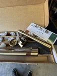 Cafe 48 Gas Range Handles - Brushed Bronze Open. Price: $425.00.
