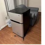 Costway Mini Fridge With Freezer, 2 Door, Silver/black, Adjustable Shelves Used. Price: $100.00.