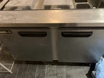 Leader Stainless Steel Lowboy Refrigerator - 48 Double Door W/ Prep Table Used. Price: $450.00.