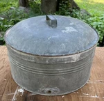 Vintage Galvanized Metal Cooler Container Steel Cover W/ Handle Waterer Used. Price: $39.99.