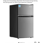 Upstreman 3.1 Cu.ft Mini Fridge Double Door Freezer Stainless Steel Used. Price: $115.00.