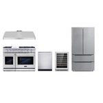 Cosmo 48" Gas Range & Hood Dishwasher Wine Cooler Refrigerator Set New. Price: $11141.64.