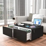 Black Smart Coffee Table With Built-in Fridge,bluetooth Speakers,power Socket New. Price: $1559.99.