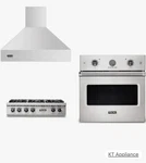 Viking 3-PIECE Kitchen Package With VGIC53626BSS 36-INCH Gas Range, VWH536121SS Used. Price: $9400.00.