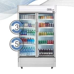 Premium Levella 29 Cu. Ft. Double Glass Door Upright Display Cooler. Merchandis New. Price: $4448.90.