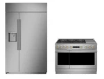 Monogram 48"BUILT In Refrigertor And Gas Range With Griddle Open. Price: $17999.00.