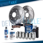 Front Drilled Rotors Brake Pads +12PC Lug Nuts W/key For Traverse Enclave Acadia New. Price: $149.41.