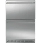 Monogram ZIDS240HSS Built-in Double-drawer Compact Refrigerator Open. Price: $2299.99.