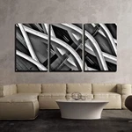 WALL26 - Abstract Design Curve Line Canvas Art Decor 16"X24"X3 Panels New. Price: $69.99.